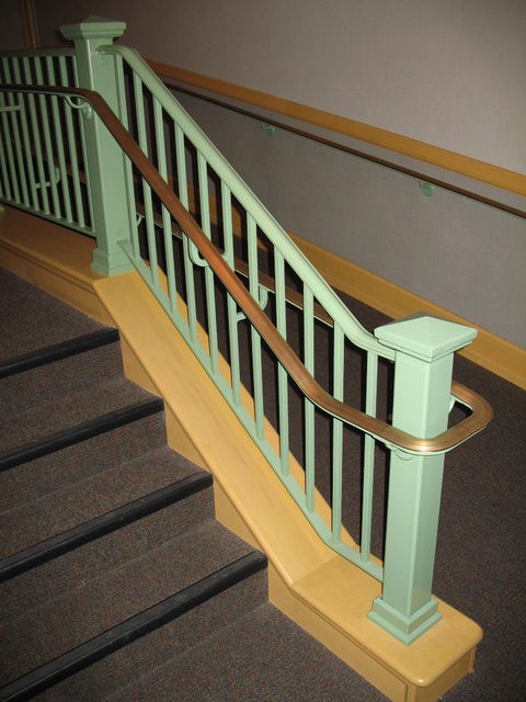 Park Ridge Public Library, Handicapped Access Railings with bronze handrails. 
