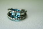 14K White Gold Custom Made Blue Topaz & Diamond Ring w/.93ct total round diamonds.
