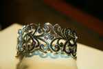 7" Ladies Sterling Silver Filigree Bracelet with 1.30ctw round sapphire and 1.44 ctw round rubies.