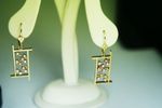 Ladies Yellow Gold Shadow Box Diamond Earrings - .56ct total round diamonds