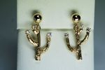 Ladies Yellow Gold Cactus Earrings - .18ct total round diamonds