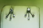 Ladies white Gold 3 Diamond Dangle Earrings - .08ct total round diamonds
